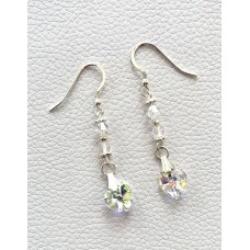 056 Boucles d'oreilles coeur swarovski cristal, quartz rose